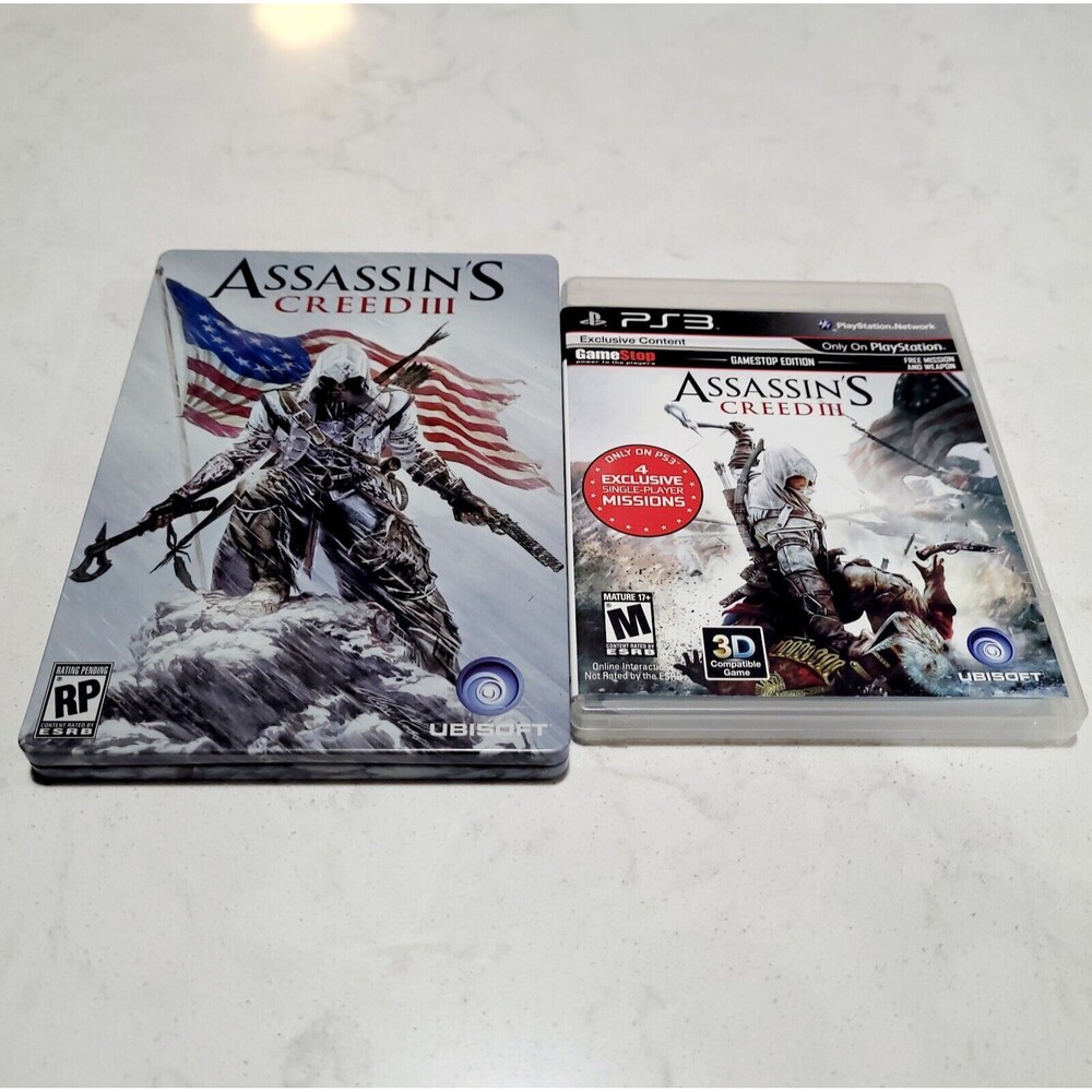 Assassin's Creed III Steelbook PS3 PlayStation 3 Tested Collectors CIB EUC